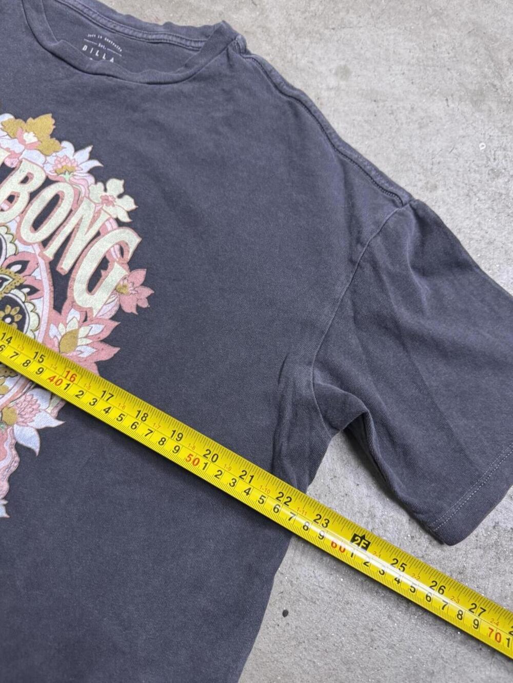 Billabong Graphic T-Shirt Charcoal Grey Floral Surf Tee - Picture 4 of 6